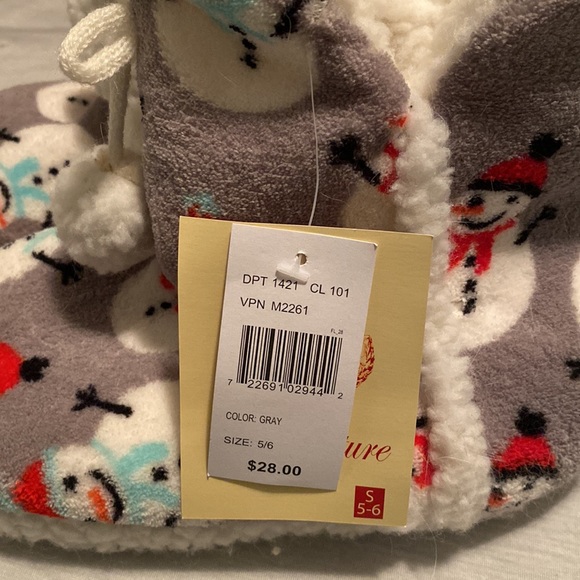 Snowman slippers size small 5/6 - Picture 2 of 5